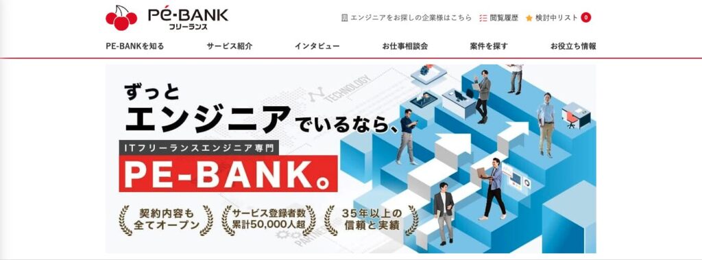 PE-BANKのサービスページ画像
