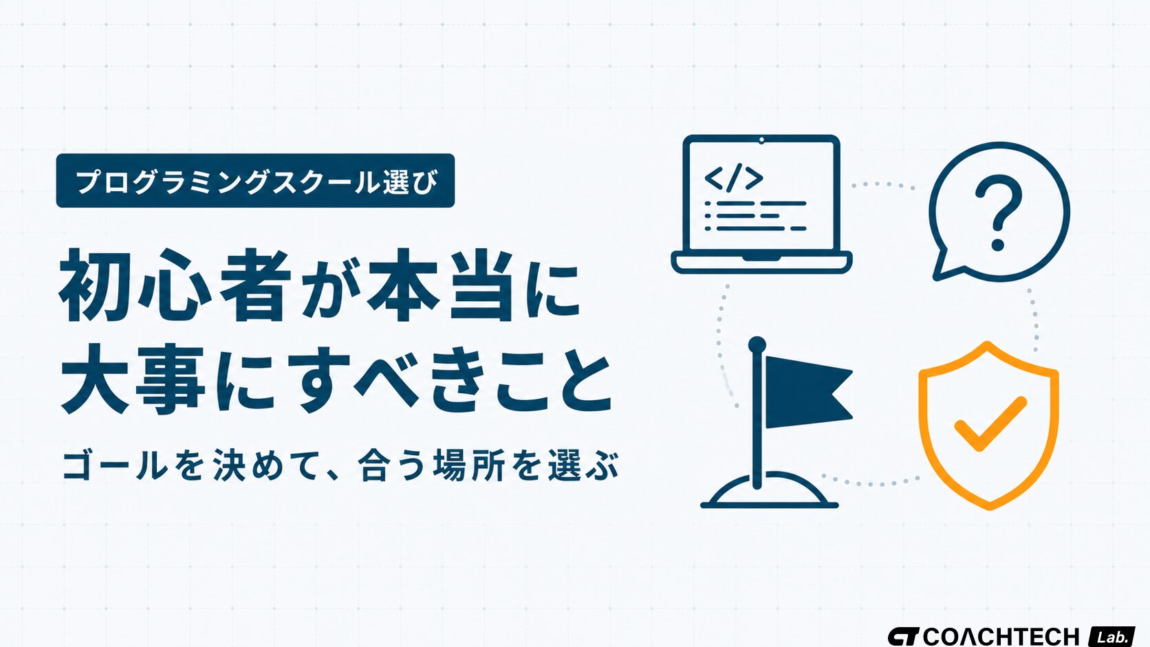 プログラミングスクール選びで初心者が本当に大事にすべきこと（ゴールを決めて合う場所を選ぶ）をまとめた記事のサムネイル